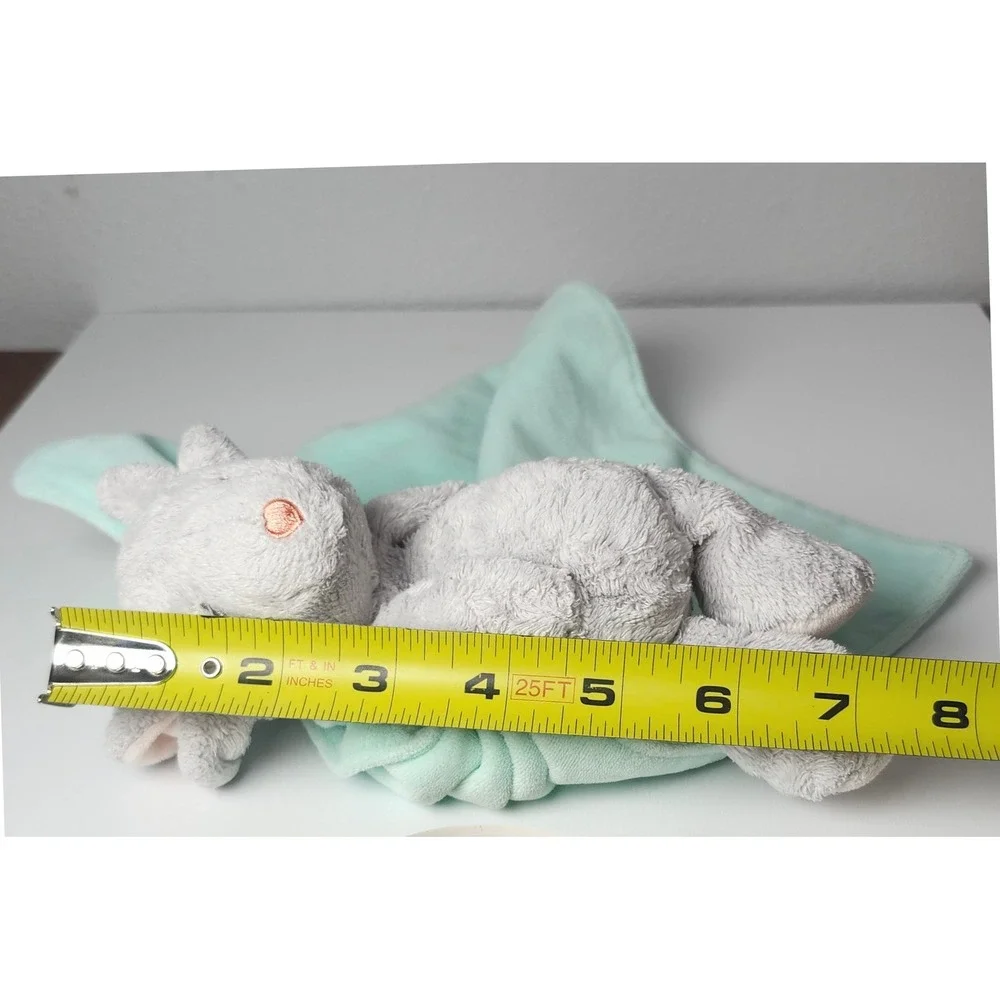 Carters Gray Mouse Green Security Blanket Rattle Lovey Heart Nose Plush